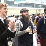 Ryan Soeder of Counter Culture Boston and Jesse Myers watch the US Brewers Cup competition.