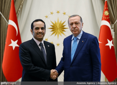 Recep Tayyip Erdogan and Sheikh Mohammed bin Abdulrahman bin Jassim Al Thani